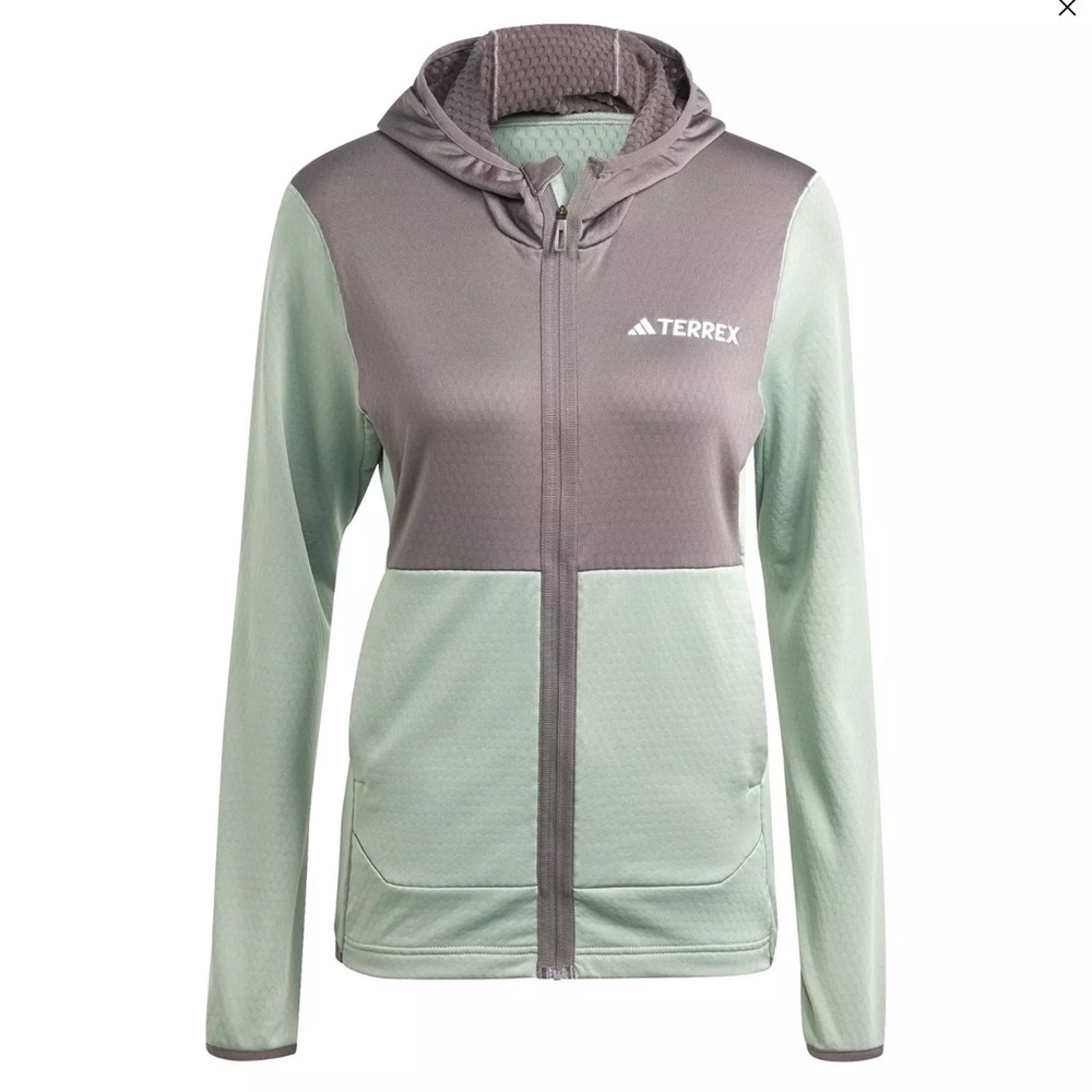 NWT Adidas Terrex Green & Gray Full Zip Fleece Jacket | Medium